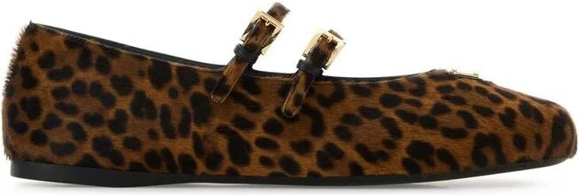 Prada Leopard-Printed Ballerina Flats