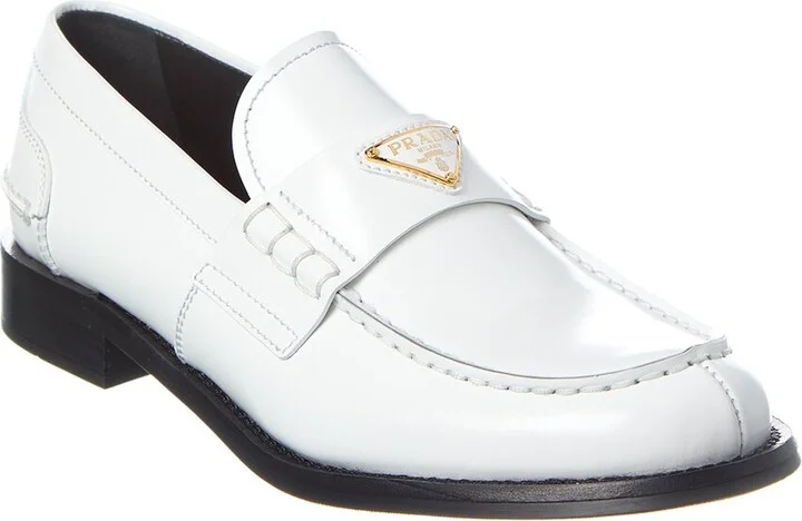 Prada Logo Brushed Leather Loafer