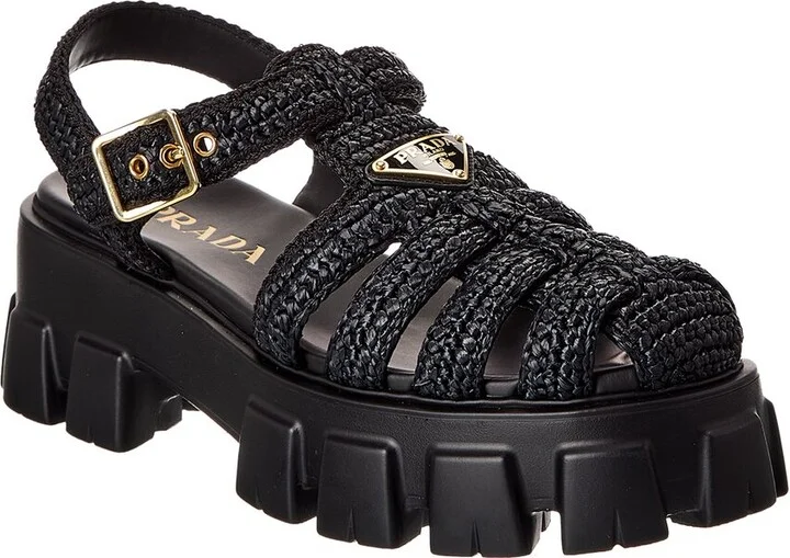 Prada Logo Crochet Sandal