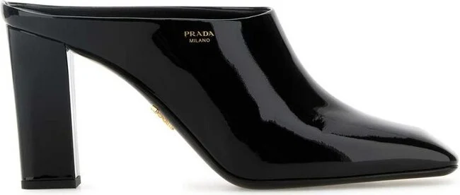 Prada Logo Detailed Square Toe Slip-On Mules