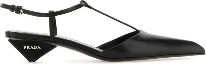 Prada Logo Embossed Pointed-Toe Pumps