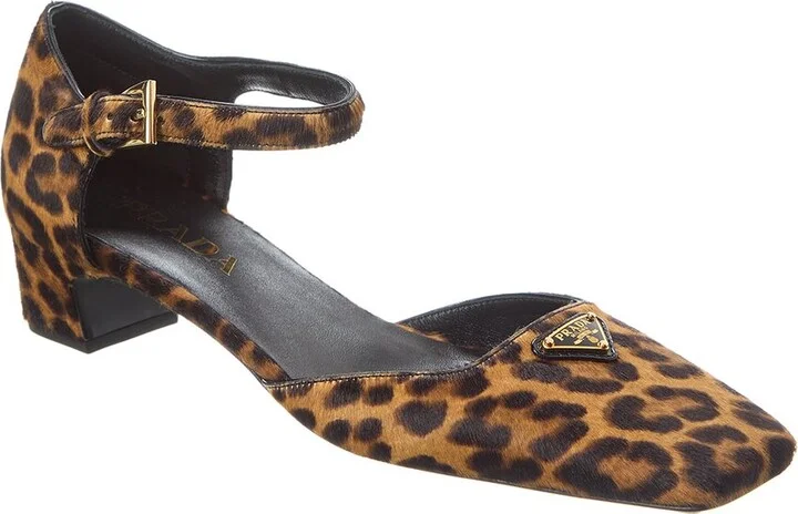 Prada Logo Haircalf Mary Jane Pump