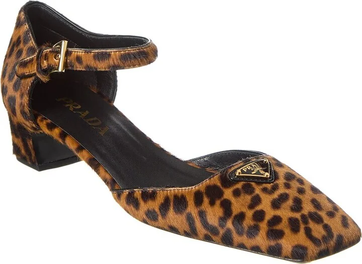 Prada Logo Haircalf Mary Jane Pump