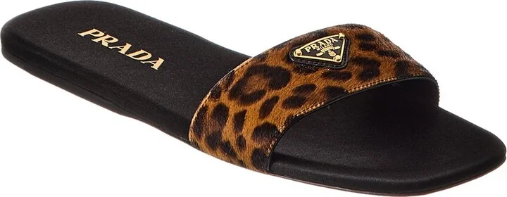 Prada Logo Haircalf Sandal