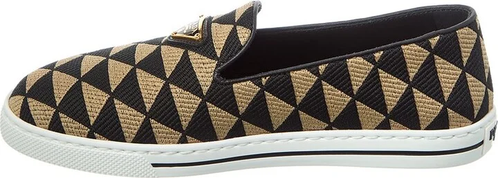 Prada Logo Jacquard & Leather Slip-On Sneaker - Image 2
