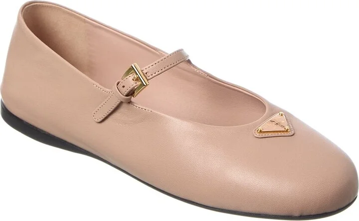 Prada Logo Leather Flat
