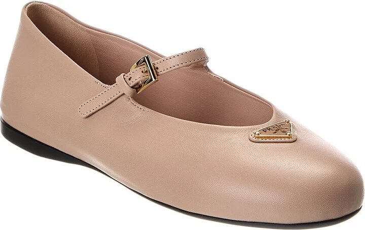 Prada Logo Leather Flat