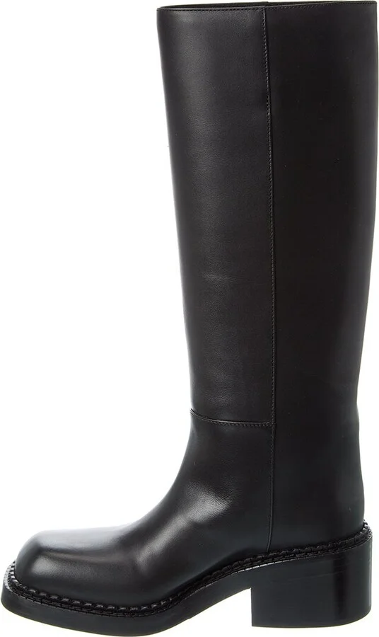 Prada Logo Leather Knee-High Boot - Image 2