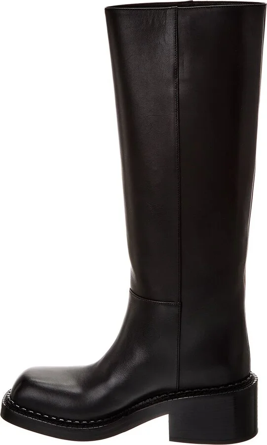 Prada Logo Leather Knee-High Boot - Image 2