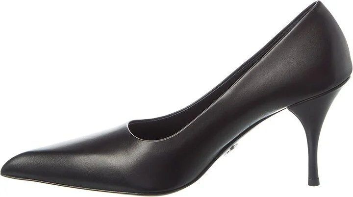 Prada Logo Leather Pointy-Toe Pump - Image 2