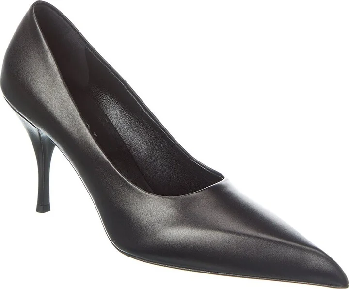 Prada Logo Leather Pointy-Toe Pump