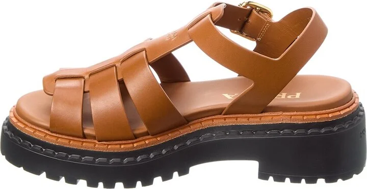 Prada Logo Leather Sandal - Image 2