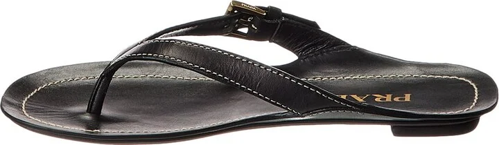 Prada Logo Leather Sandal - Image 2