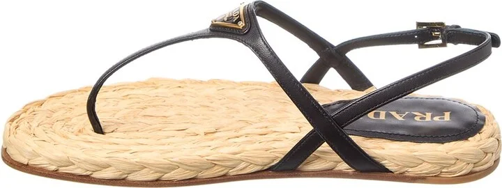 Prada Logo Leather Sandal - Image 2