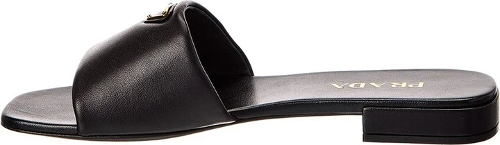 Prada Logo Leather Sandal - Image 2