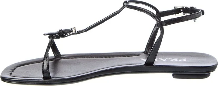 Prada Logo Leather Sandal - Image 2