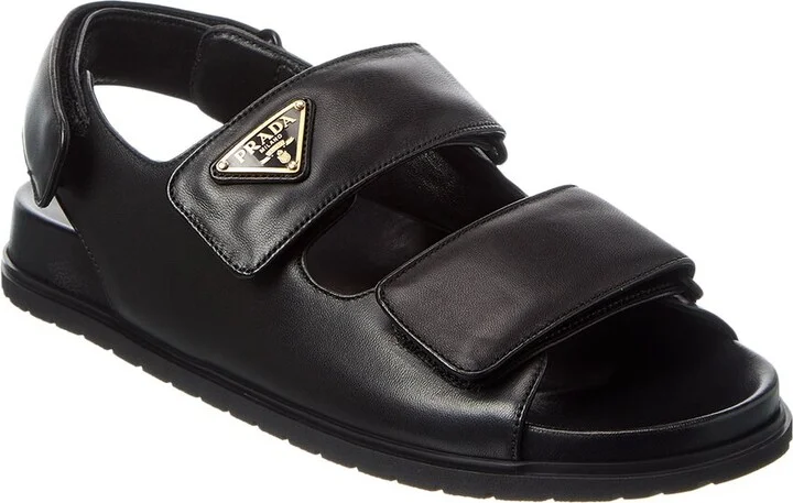Prada Logo Leather Sandal