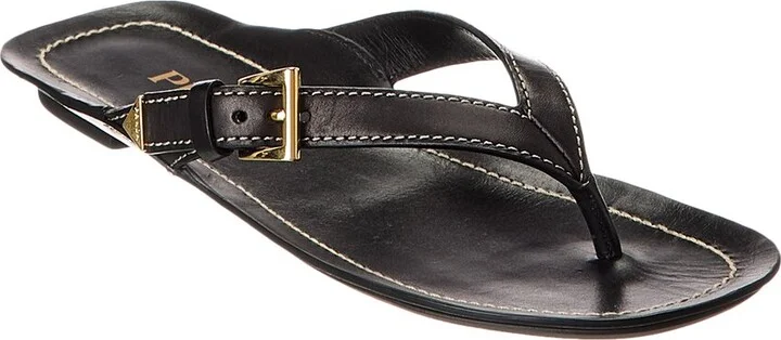 Prada Logo Leather Sandal