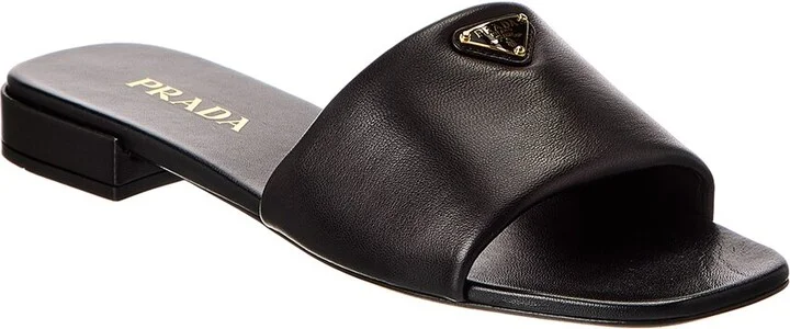 Prada Logo Leather Sandal