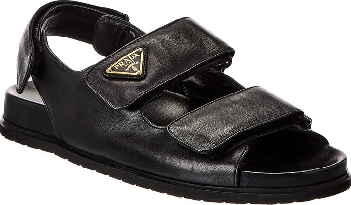 Prada Logo Leather Sandal