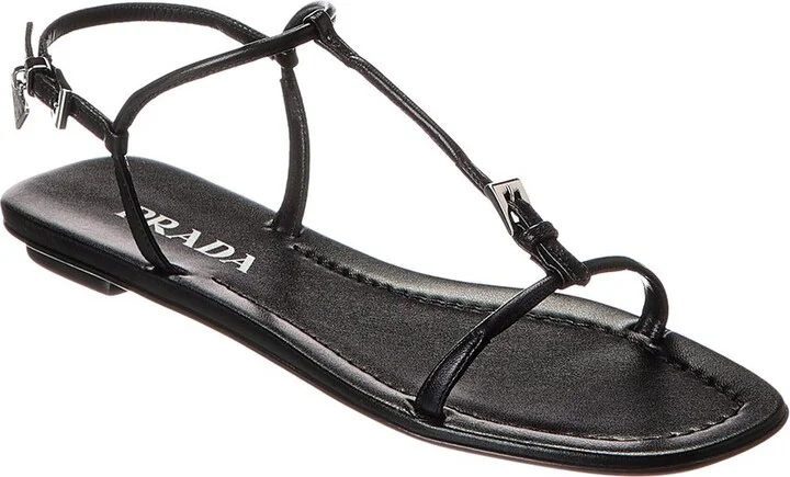 Prada Logo Leather Sandal