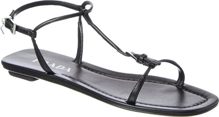 Prada Logo Leather Sandal