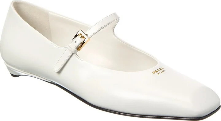 Prada Logo Mary Jane Leather Flat