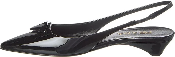 Prada Logo Patent Pointy-Toe Slingback Pump - Image 2