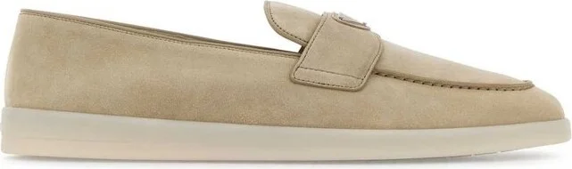 Prada Logo Plaque Almond Toe Loafers