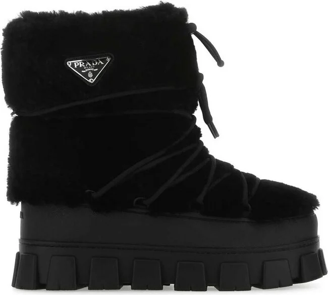 Prada Logo Plaque Ankle Boots