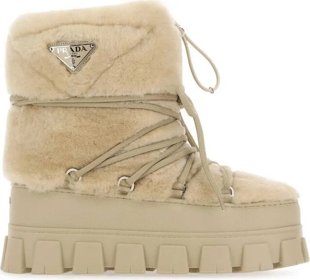 Prada Logo Plaque Chunky Ankle Boots