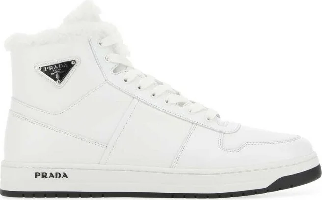 Prada Logo Plaque High-Top Sneakers