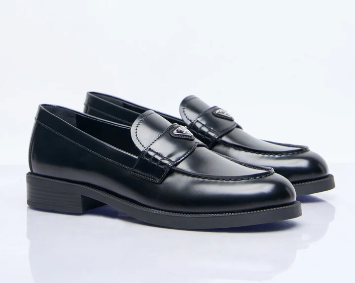 Prada Logo Plaque Leather Loafers - Woman Loafers Black Eu - 40 - Image 3