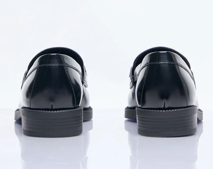Prada Logo Plaque Leather Loafers - Woman Loafers Black Eu - 40 - Image 6