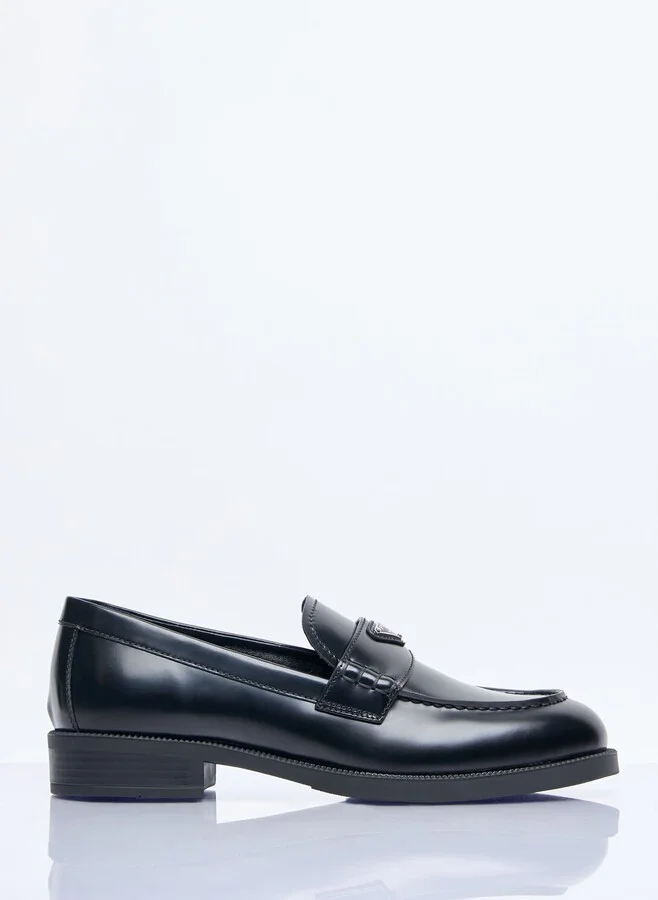 Prada Logo Plaque Leather Loafers - Woman Loafers Black Eu - 40