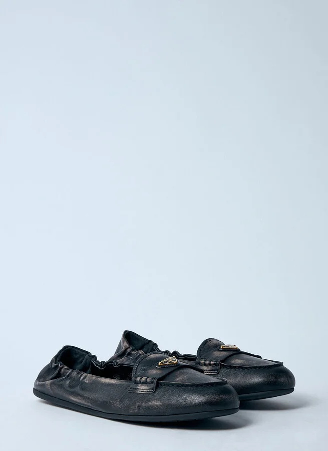 Prada Logo Plaque Loafters - Woman Flats Black Eu - 36 - Image 2