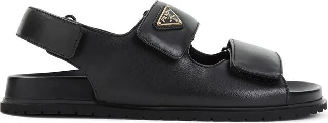 Prada Logo Plaque Open Toe Sandals