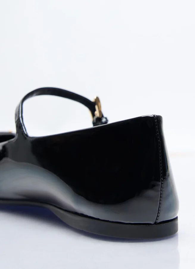 Prada Logo Plaque Patent Ballerina Flats - Woman Flats Black Eu - 39 - Image 6