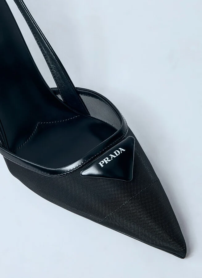 Prada Logo Plaque Pointed Heels - Woman Heels Black Eu - 36 - Image 2