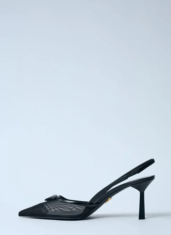 Prada Logo Plaque Pointed Heels - Woman Heels Black Eu - 36 - Image 4