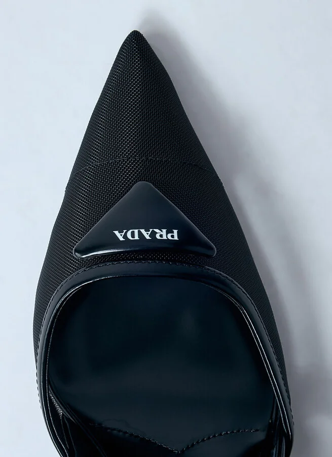 Prada Logo Plaque Pointed Heels - Woman Heels Black Eu - 36 - Image 5