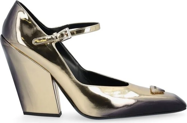 Prada Logo Plaque Pointed-Toe Pumps