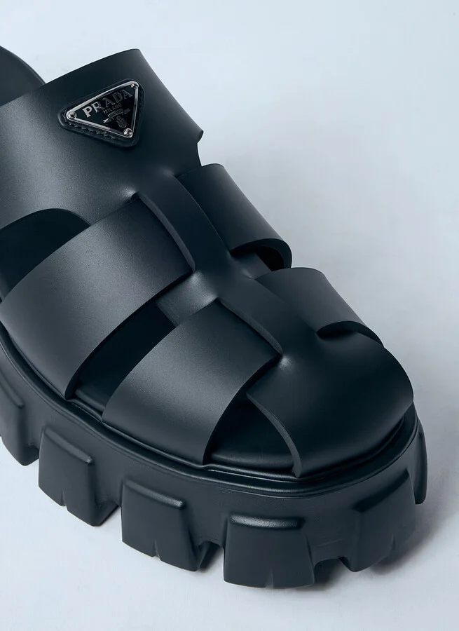 Prada Logo Plaque Rubber Sandals - Woman Platforms Black Eu - 39 - Image 3
