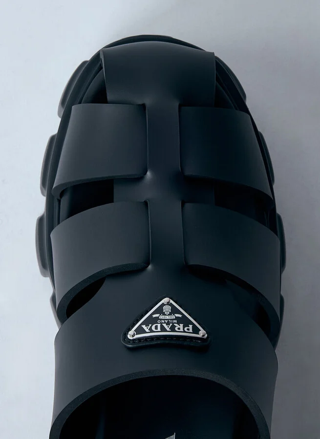 Prada Logo Plaque Rubber Sandals - Woman Platforms Black Eu - 39 - Image 5