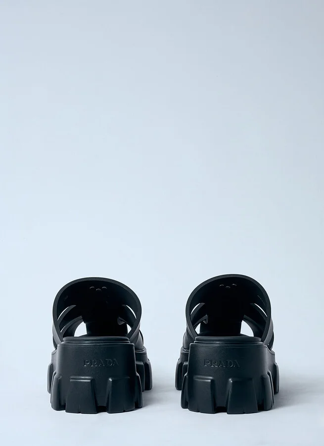 Prada Logo Plaque Rubber Sandals - Woman Platforms Black Eu - 39 - Image 6