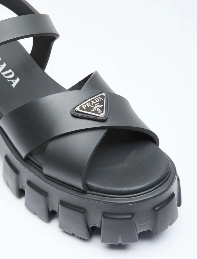 Prada Logo Plaque Rubber Sandals - Woman Platforms Black Eu - 40 - Image 2