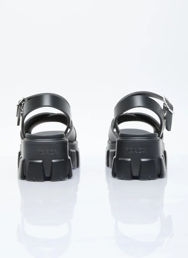 Prada Logo Plaque Rubber Sandals - Woman Platforms Black Eu - 40 - Image 6