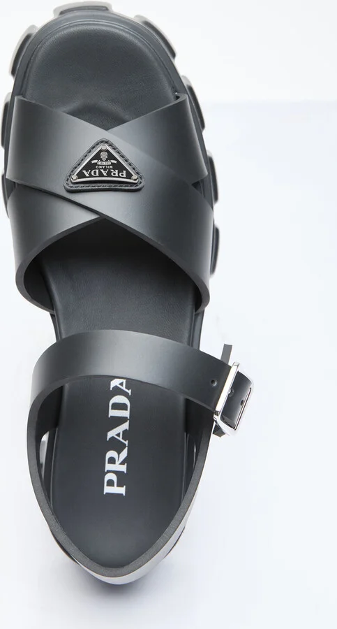 Prada Logo Plaque Rubber Sandals - Woman Platforms Black Eu - 40 - Image 7