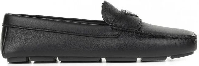 Prada Logo Plaque Slip-On Loafers