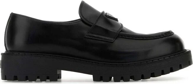 Prada Logo Plaque Slip-On Loafers